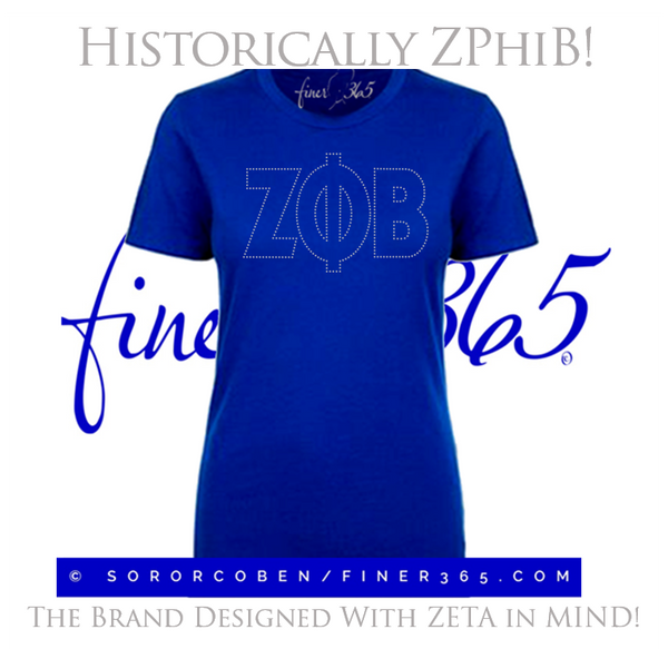 Historically ZPHIB! Rhinestone Crewneck T-shirt Women's & Unisex Style - Royal Blue