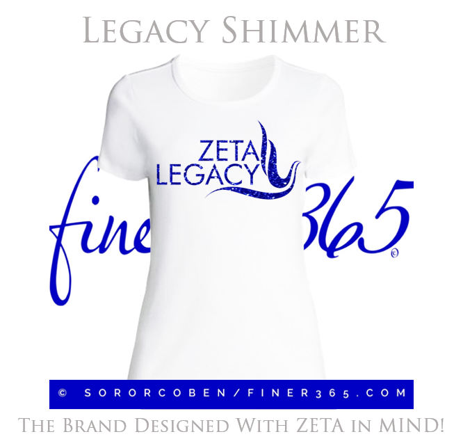 Zeta Legacy - Shimmer Crewneck T-shirt Women's & Unisex Style - White