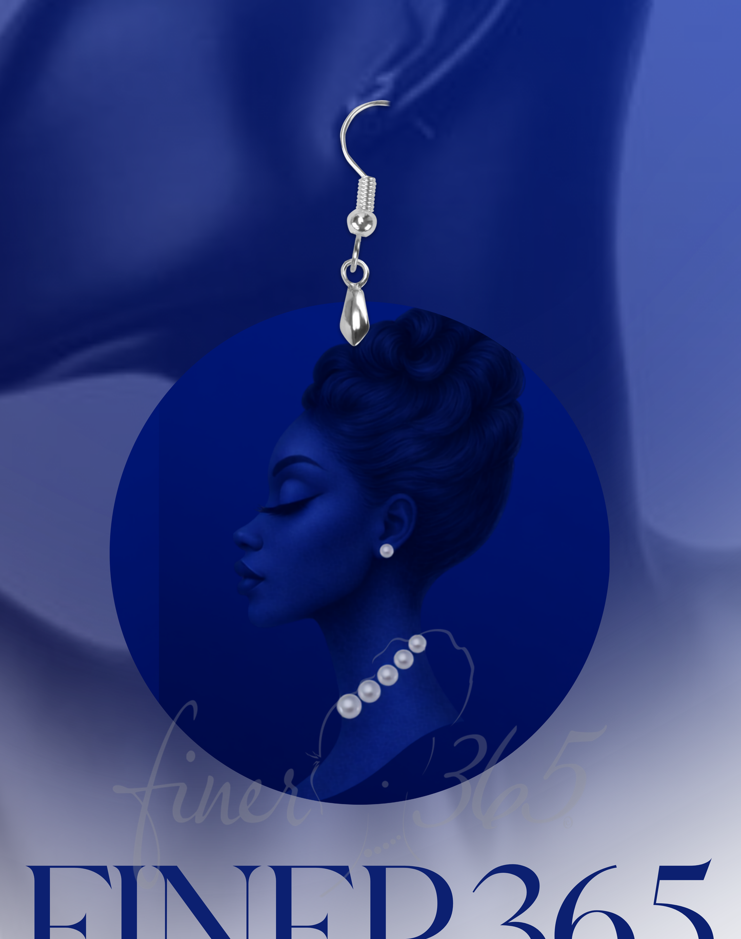 Round Earrings - Lady365 Blue with Pearls