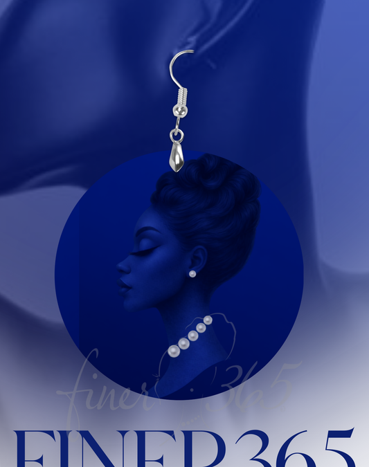 Round Earrings - Lady365 Blue with Pearls