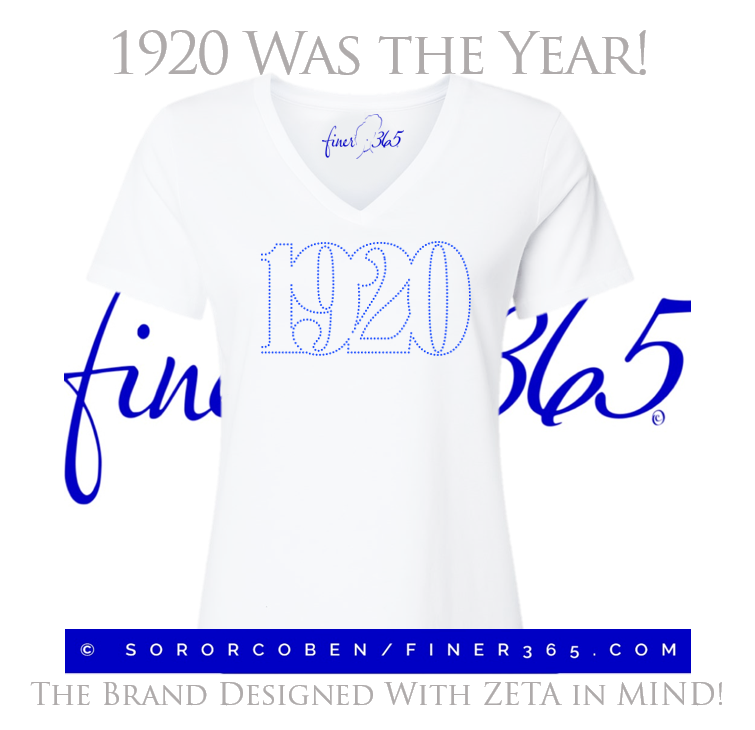 1920 Was The Year! Rhinestone V-neck T-shirt Women's & Unisex Style - White