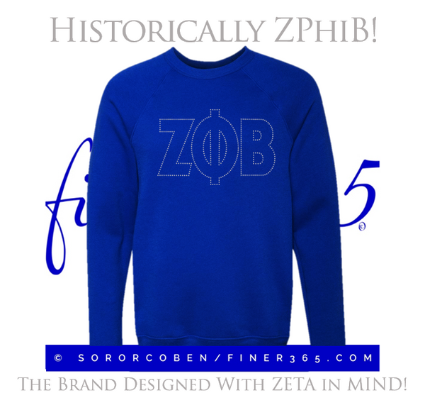 Historically ZPHIB! Rhinestone Fleece Sweatshirt - Unisex Style - Royal Blue