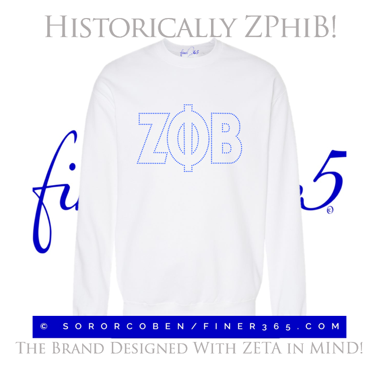 Historically ZPHIB! Rhinestone Fleece Sweatshirt - Unisex Style - White